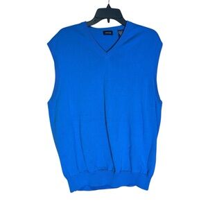 IZOD Men’s Blue V-Neck Sweater Vest Cotton XL‎ Classic Preppy Knit Layer